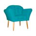 Kit 02 Poltronas Decorativa Amélia Pés Palito Suede Azul Turquesa