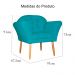Kit 02 Poltronas Decorativa Amélia Pés Palito Suede Azul Turquesa