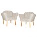 Kit 02 Poltronas Decorativa Amélia Pés Palito Suede Bege