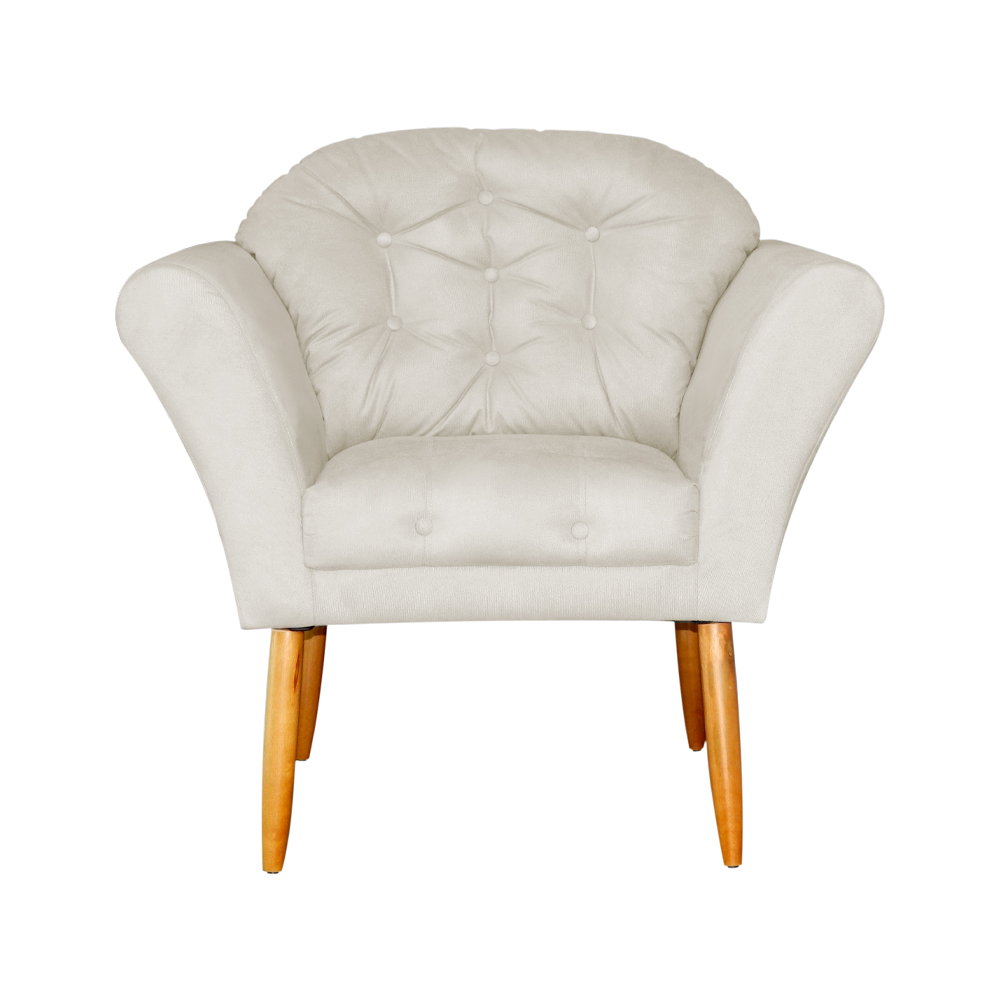 Kit 02 Poltronas Decorativa Amélia Pés Palito Suede Bege