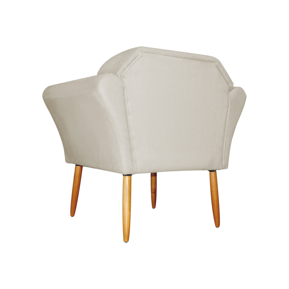 Kit 02 Poltronas Decorativa Amélia Pés Palito Suede Bege
