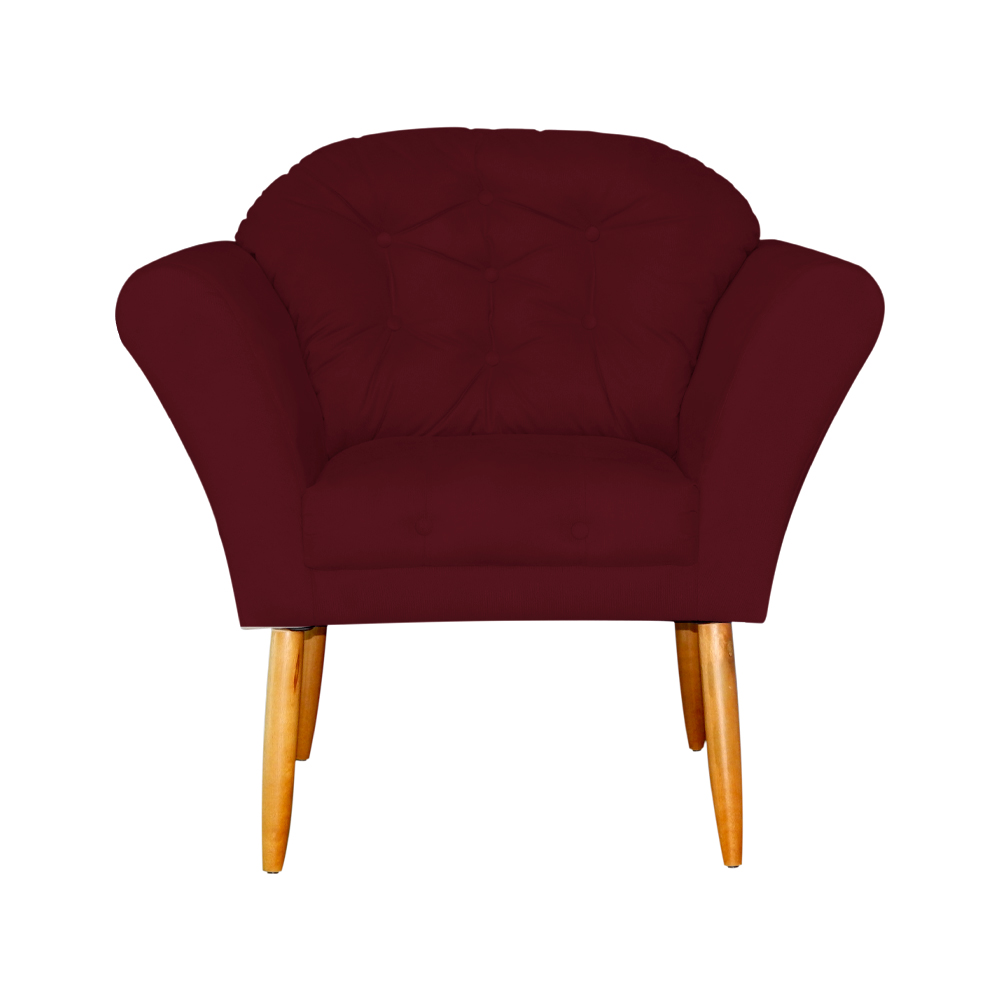 Kit 02 Poltronas Decorativa Amélia Pés Palito Suede Bordô