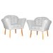 Kit 02 Poltronas Decorativa Amélia Pés Palito Suede Branco