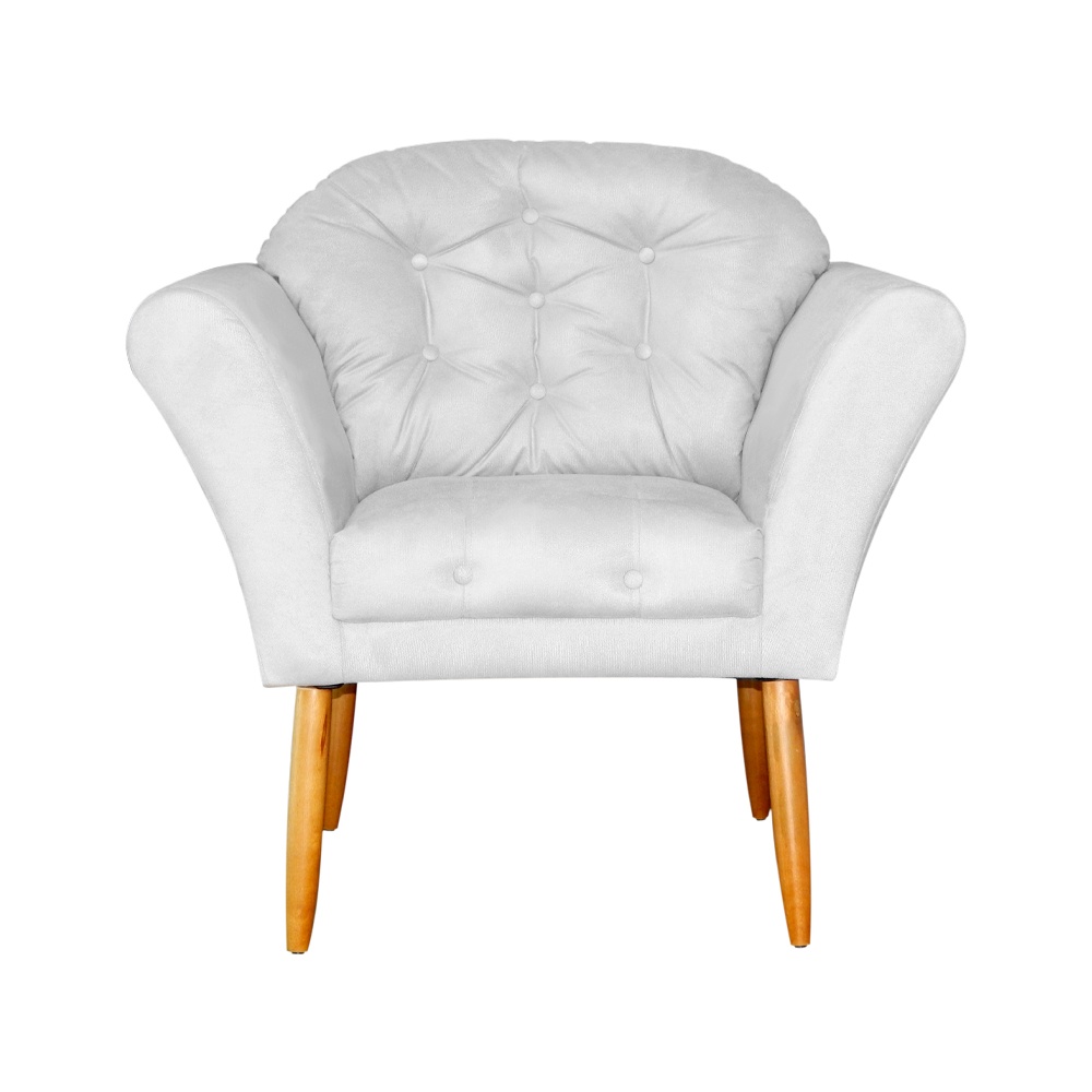 Kit 02 Poltronas Decorativa Amélia Pés Palito Suede Branco