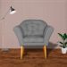 Kit 02 Poltronas Decorativa Amélia Pés Palito Suede Cinza