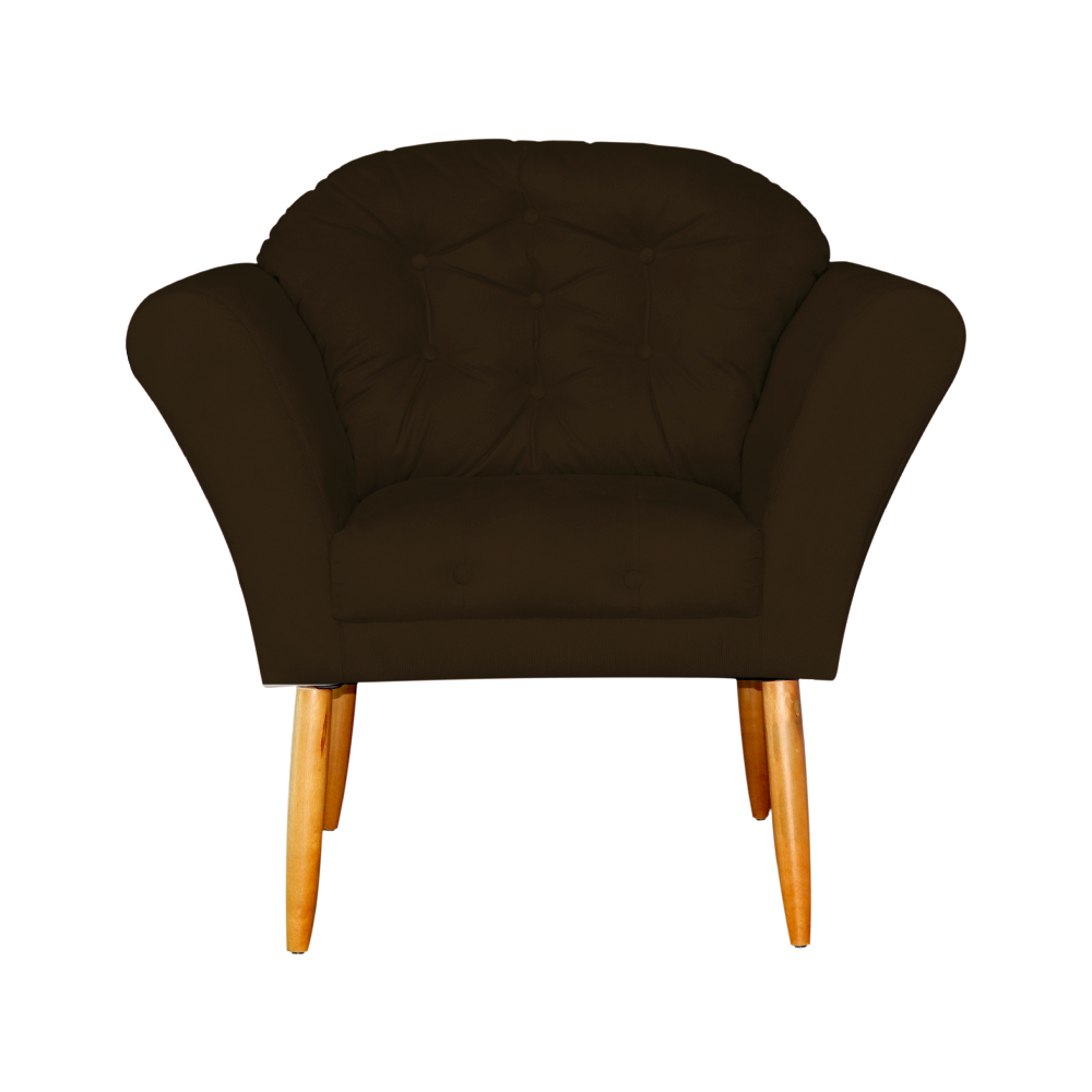 Kit 02 Poltronas Decorativa Amélia Pés Palito Suede Marrom