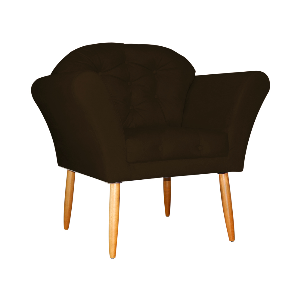 Kit 02 Poltronas Decorativa Amélia Pés Palito Suede Marrom