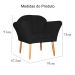 Kit 02 Poltronas Decorativa Amélia Pés Palito Suede Preto