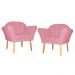 Kit 02 Poltronas Decorativa Amélia Pés Palito Suede Rosa