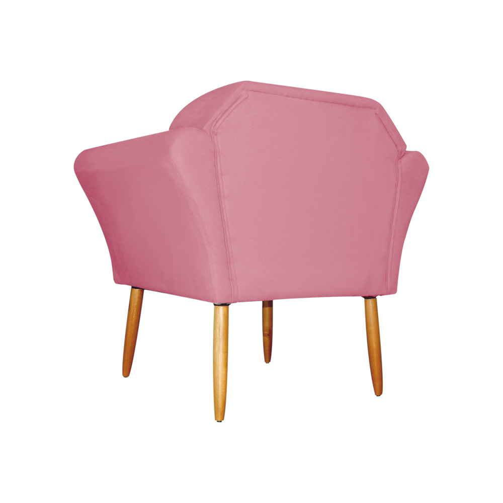 Kit 02 Poltronas Decorativa Amélia Pés Palito Suede Rosa