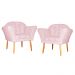 Kit 02 Poltronas Decorativa Amélia Pés Palito Suede Rosa Bebê