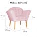 Kit 02 Poltronas Decorativa Amélia Pés Palito Suede Rosa Bebê