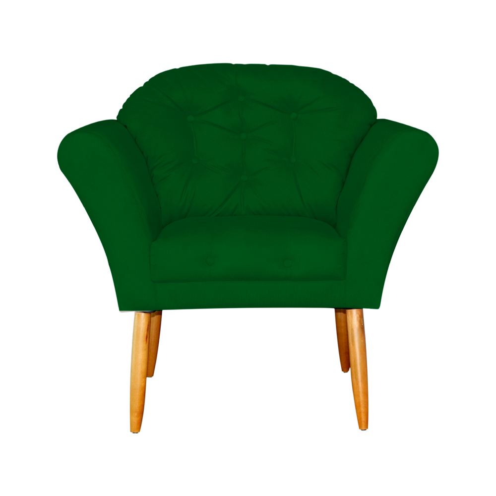 Kit 02 Poltronas Decorativa Amélia Pés Palito Suede Verde