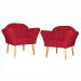 Kit 02 Poltronas Decorativa Amélia Pés Palito Suede Vermelho