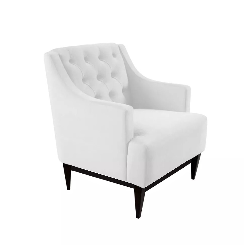 Kit 02 Poltronas Decorativa Clássica Capitonê Corino Branco - DS Móveis