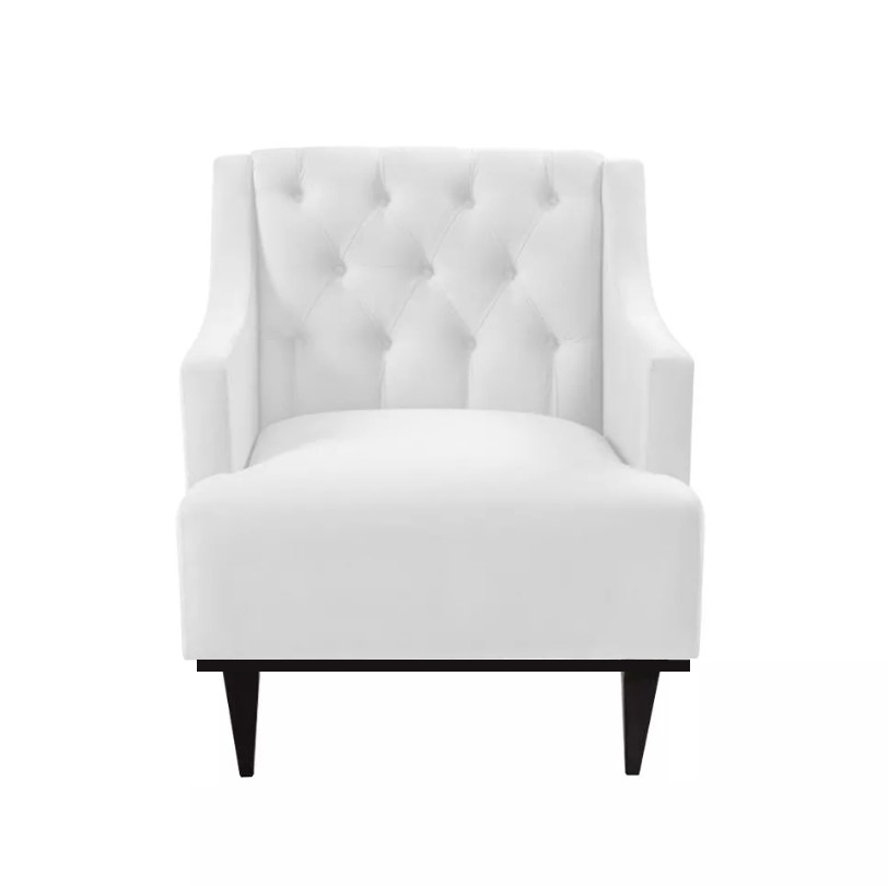Kit 02 Poltronas Decorativa Clássica Capitonê Corino Branco - DS Móveis