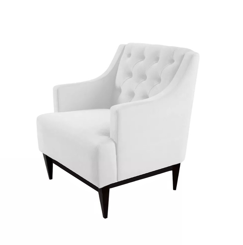 Kit 02 Poltronas Decorativa Clássica Capitonê Corino Branco - DS Móveis