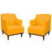 Kit 02 Poltronas Decorativa Clássica Capitonê Suede Amarelo - DS Móveis