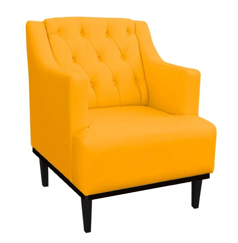 Kit 02 Poltronas Decorativa Clássica Capitonê Suede Amarelo - DS Móveis