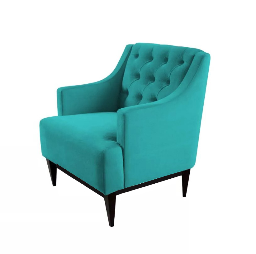 Kit 02 Poltronas Decorativa Clássica Capitonê Suede Azul - DS Móveis