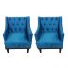 Kit 02 Poltronas Decorativa Clássica Capitonê Suede Azul Veludo - DS Móveis