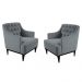 Kit 02 Poltronas Decorativa Clássica Capitonê Suede Cinza - DS Móveis