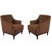 Kit 02 Poltronas Decorativa Clássica Capitonê Suede Marrom - DS Móveis