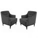 Kit 02 Poltronas Decorativa Clássica Capitonê Suede Preto - DS Móveis