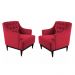 Kit 02 Poltronas Decorativa Clássica Capitonê Suede Vermelho - DS Móveis