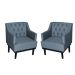 Kit 02 Poltronas Decorativa Clássica Linho Diversas Azul