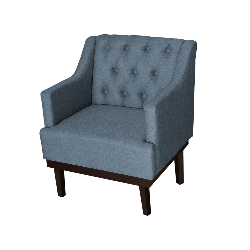 Kit 02 Poltronas Decorativa Clássica Linho Diversas Azul