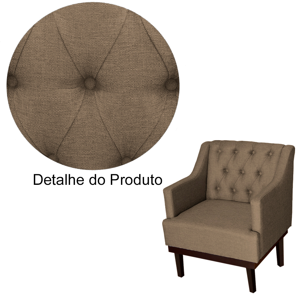 Kit 02 Poltronas Decorativa Clássica Linho Diversas Azul