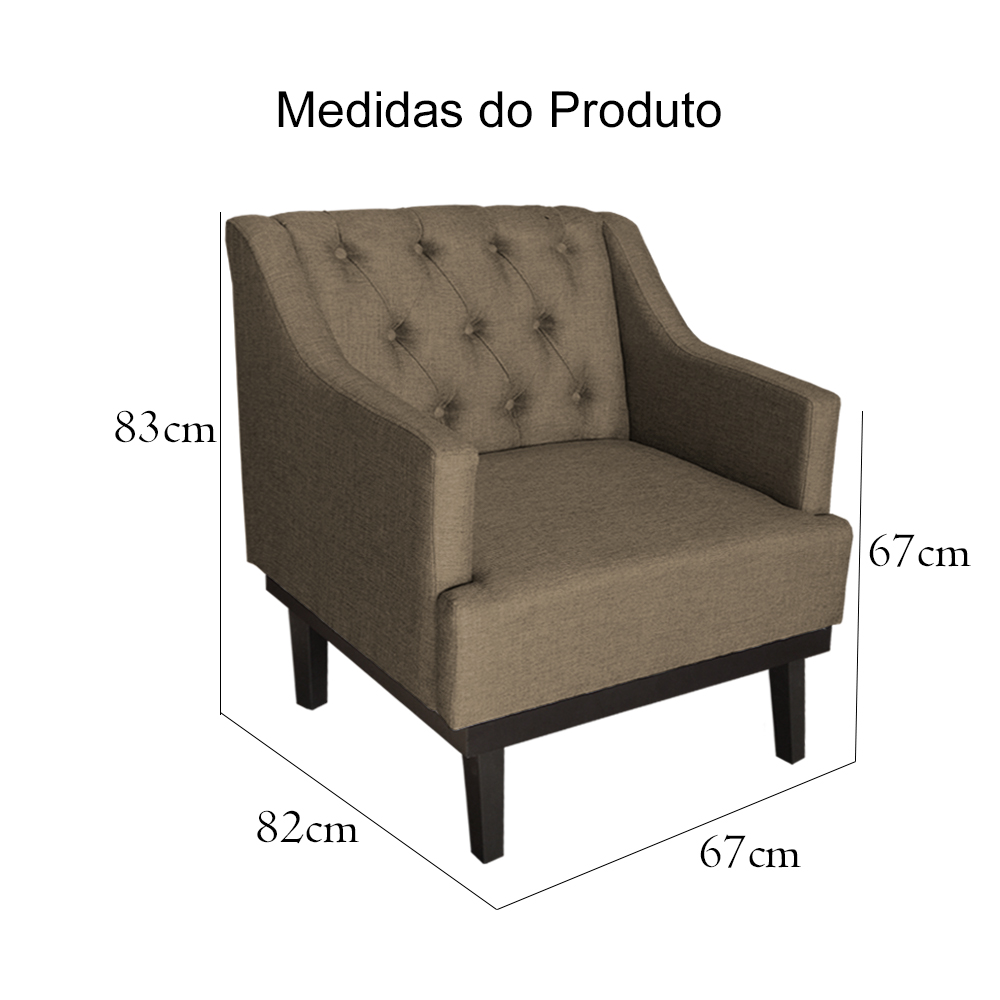 Kit 02 Poltronas Decorativa Clássica Linho Diversas Azul
