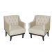 Kit 02 Poltronas Decorativa Clássica Linho Diversas Bege