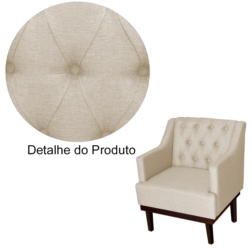 Kit 02 Poltronas Decorativa Clássica Linho Diversas Bege