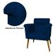 Kit 02 Poltronas Decorativa Elisa Pés Palito Suede Azul Marinho