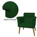 Kit 02 Poltronas Decorativa Elisa Pés Palito Suede Verde