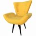 Kit 02 Poltronas Decorativa Emília Pés Tabaco Suede Amarelo - DS Móveis