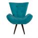 Kit 02 Poltronas Decorativa Emília Pés Tabaco Suede Azul Turquesa - DS Móveis
