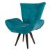Kit 02 Poltronas Decorativa Emília Pés Tabaco Suede Azul Turquesa - DS Móveis