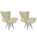 Kit 02 Poltronas Decorativa Emília Pés Tabaco Suede Bege - DS Móveis