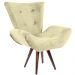 Kit 02 Poltronas Decorativa Emília Pés Tabaco Suede Bege - DS Móveis