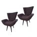 Kit 02 Poltronas Decorativa Emília Pés Tabaco Suede Marrom - DS Móveis