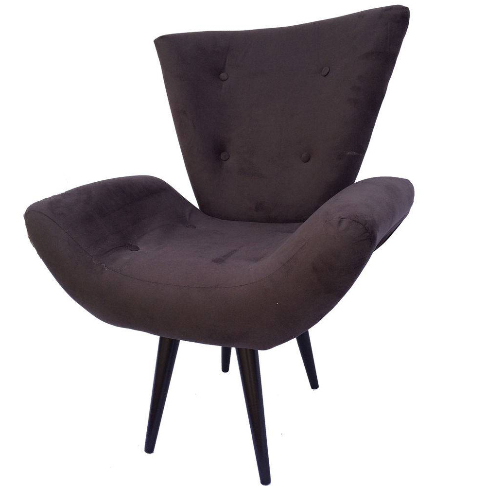 Kit 02 Poltronas Decorativa Emília Pés Tabaco Suede Marrom - DS Móveis