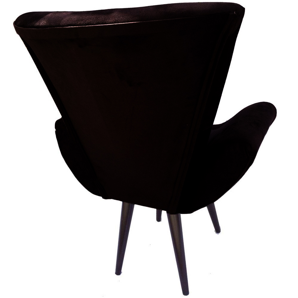 Kit 02 Poltronas Decorativa Emília Pés Tabaco Suede Preto - DS Móveis