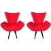 Kit 02 Poltronas Decorativa Emília Pés Tabaco Suede Vermelho - DS Móveis