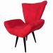 Kit 02 Poltronas Decorativa Emília Pés Tabaco Suede Vermelho - DS Móveis