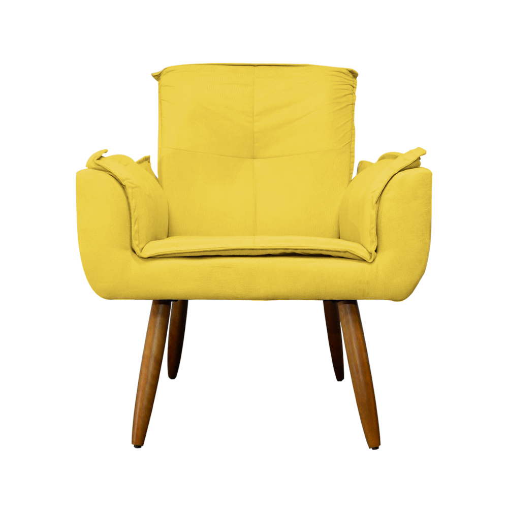 Kit 02 Poltronas Decorativa Emília Plus Amarela - Ds Móveis