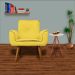 Kit 02 Poltronas Decorativa Emília Plus Amarela - Ds Móveis