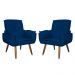 Kit 02 Poltronas Decorativa Emília Plus Suede Azul Marinho - Ds Móveis
